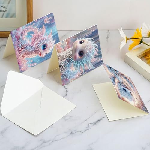 Focart 6-Pack Dragon Diamond Painting Greeting Card Kits, Special Shaped Diamonds Painting, DIY Handcraft for Relatives and Friends with Wishes,Unique Design Crafting for Birthday or Holiday Cards - Image 7