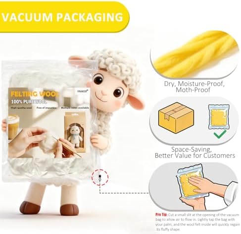 3.4oz Needle Felting Wool Cartoon Yellow for DIY Needle Craft Enthusiasts - Image 5