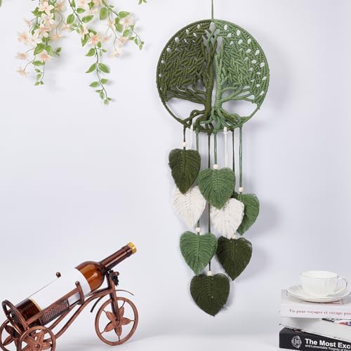 ACRNIGHEET DIY Macrame Kit for Adults Beginners Handmade Green Leaves Tree of Life DIY Boho Macrame Wall Hanging Ornaments with Macrame Supplies Macrame Wall Hanging Kit for Home Decor - Image 6