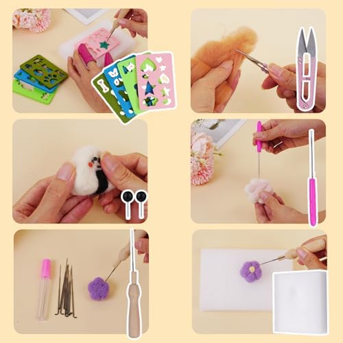 Catopia Needle Felting Kit,Needle Felting Starter Kit,Wool Roving 40Colors Set,Wool Felt Tools for Felted Animal Needle Felting Supplies,Needle Felting Tools Kit,Children’s Day (40c fleting kit) - Image 7
