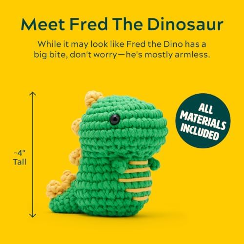 The Woobles Beginner Crochet Kit with Scissor - Fred the Dinosaur - Image 3