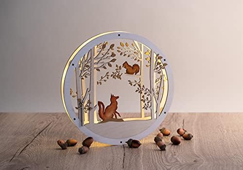 Rayher Wood Building Kit for 3D Wreath with Fox and Squirrel Design, Seasonal DIY Wood Craft Set with 9 slot-together Pieces, Diameter 30cm, natural wood, 63156505 - Image 7