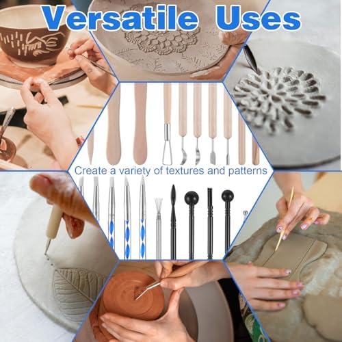 43 Pcs Pottery Tools for Sculpting Double Sided Ceramic Clay Carving Tool Set with Carrying Case Bag Polymer Clay Tools Kit for Trimming, Beginners, Pros, Adults, Supplies - Image 7