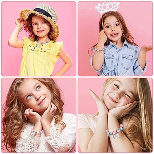 Flasoo DIY Charm Bracelet Making Kit, Jewelry Kit with Unicorn Mermaid Pink Stuff Craft Gifts for Birthday, Christmas, New Year - Image 6
