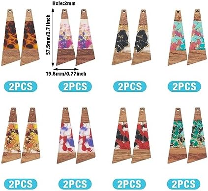 FASHEWELRY 16Pcs Trapezoid Resin Wood Charms Wooden Earring Blanks Geometry Boho Earring Charms Gold Foil Wooden Earring Pieces for DIY Jewelry Making - Image 7