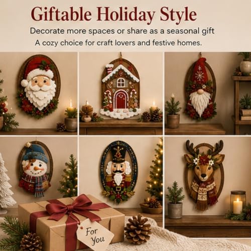 DIY Felt Santa Head Wall Decor Kit, Hanging Christmas Ornament, Fabric - Image 7