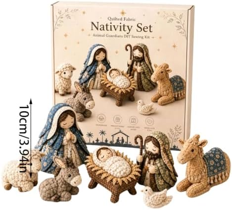 DIY Quilted Fabric Nativity Set Sewing Kit, Detailed Hand-Stitch Holy Family Manger Craft Set, Nativity Ornament Making Project for Home Display & Faith-Based Decor Creation for Adults,Type B - Image 7