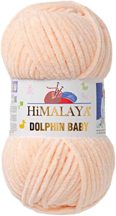1 Skein/Pack Himalaya Dolphin Baby Chenille Yarn, Each Ball 100 gr (3.5 oz), 120 m (132 Yards), 100% Polyester, Super Bulky Baby Blanket Velvet Amigurumi Yarn, 80333 - Light Salmon