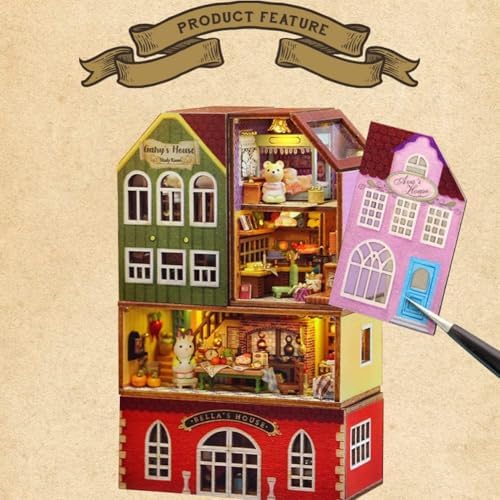 DIY Miniature Dollhouse Kit, Creative Wooden Doll House Craft Model with LED and Furniture for Christmas Birthday Gift (QH003) - Image 7