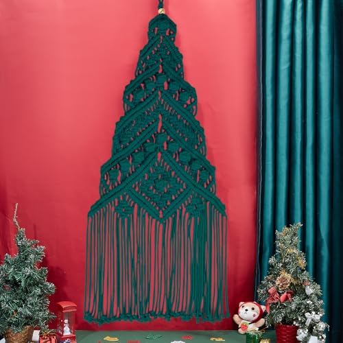 ORIGACH DIY Macrame Christmas Tree Large Wall Hanging kit Handmade Macrame Wall Hanging Kit for Beginners Adults with Step by Step Video Tutorial Instruction Dark Green Christmas Ornaments, 40x21inch - Image 7