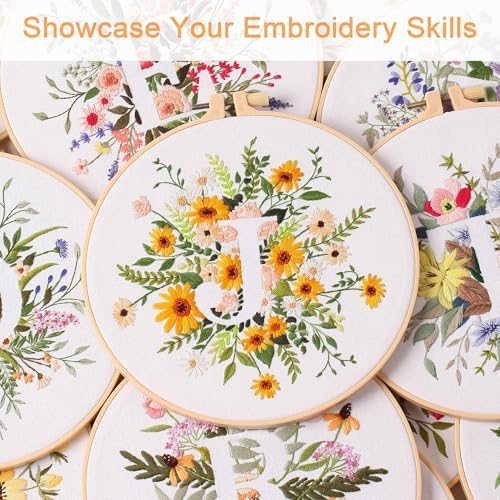 Harimau Letter J Pattern Embroidery Kit for Adult Beginners, Complete Starter Pack with 1 Hoop, Needles, Instruction Guide & Embroidery Stitch Video Tutorials - Image 7