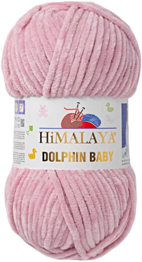 1 Skein/Pack Himalaya Dolphin Baby Chenille Yarn, Each Ball 100 gr (3.5 oz), 120 m (132 Yards), 100% Polyester, Super Bulky Baby Blanket Velvet Amigurumi Yarn, 80349 - Pinkish
