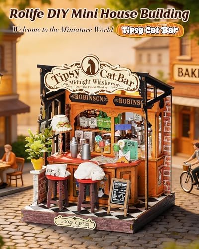 Rolife Tipsy Cat Bar DIY Miniature House Kit for Adults - Image 7