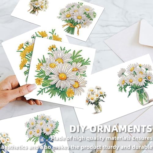 C'eitura Diamond Art Painting Greeting Cards 12 Pack DIY 5D Lilac Daisy Floral Rhinestone Mosaic Folded Cards, Handmade Craft Gift Adults Women Birthday Mothers Day - Image 7