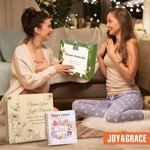Joy&Grace Large Flower Press Kit for Adults with Designed Cover and DIY Album,10 Layers Plant Press and Plant Drying Toolkit, Flower Preservation Kit, 10.9" x 10.9" (Color Box, Natural Wood) - Image 7