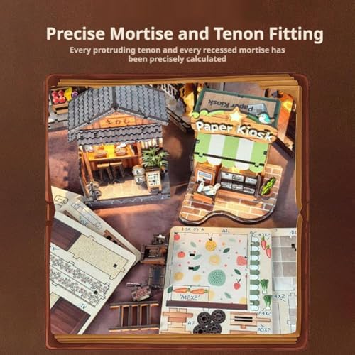 DIY Book Nook Kit – Miniature Doll-House Booknook Kits with LED Light, 3D Wooden Puzzle Bookend for Bookshelf Insert Decor, Vintage Library Craft Kit for Teens & Adults - Image 7
