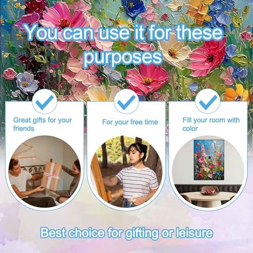 Ausanrl Wild Flowers Framed Paint by Numbers Wooden Easel 12x16inch - Image 7