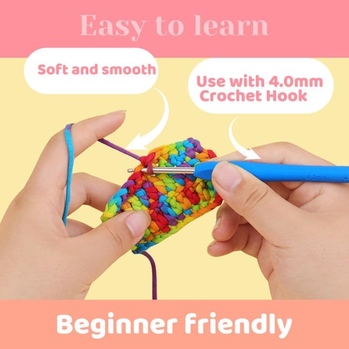 1.76Oz/87.5Yds Rainbow Beginner Crochet Yarn, Yarn for Crocheting - Image 6