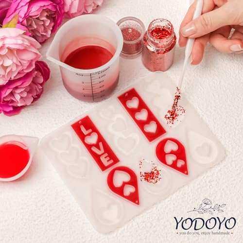 YODOYO Heart Earrings Resin Molds 5pcs Love Theme Keychain Making Mold - Image 7