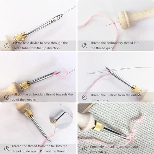 DiaWiew Punch Needle Embroidery Kit - Complete Set for Needle Punching - Includes Adjustable Punch Needle Tool and Wooden Handle Embroidery Pen Set - Ideal for Adults Beginners - Image 7