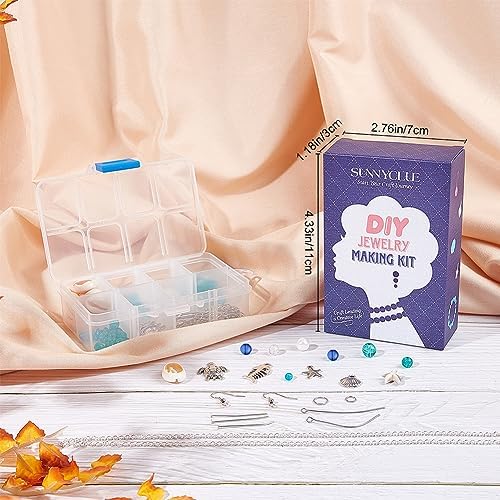 SUNNYCLUE 1 Box DIY 8 Pairs Ocean Theme Earring Making Kits Starfish Shell Sea Turtle Charms Pendants Cowrie Shell & Glass & Synthetical Turquoise Beads for Handmade Earrings Beginner - Image 7