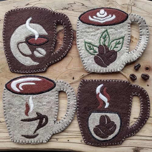 Coffee Mugs Ornament Kit, Quilting Kit for Adults, Cute Coffee-Lover Gift, DIY Ornament Kits, Small Ornament Kit, Giftcard Holder, Wool Felt Kit for Beginners, Includes Materials and Instructions - Image 5