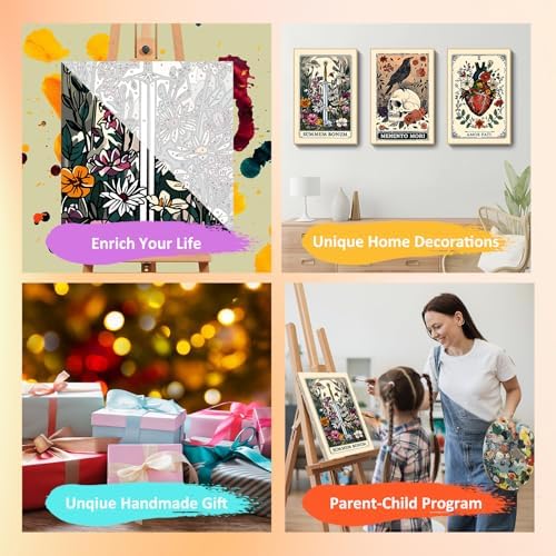 Mandun Tarot Paint by Numbers Kit for Adults, 3 Pack, 7.8x11.8 inch - Image 7