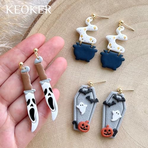 Keoker Halloween Polymer Clay Cutters, Polymer Clay Cutters Halloween, 30 Shapes Halloween Clay Cutters for Earrings, Pumpkin Clay Cutters for Polymer Clay Jewelry, Mini Clay Cutters - Image 6