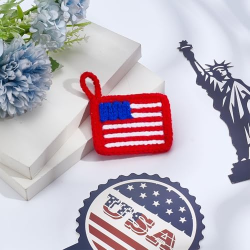 WEBEEDY 4 Sets DIY Flag Crochet Pouch Kit for Adults Beginners, Complete DIY Crochet Knitting Bag Keychain Craft Set with Red White Blue Yarn, Video Tutorial for Patriotic Independence Day Decor Gift - Image 5