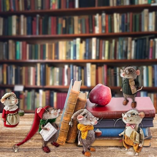 Cute Needle Felted Mouse, 2025 New Needle Felted Christmas Mouse Doll Decorations, Mini DIY Handmade Christmas Needle Felted Mouse Desktop Statue (B) - Image 7