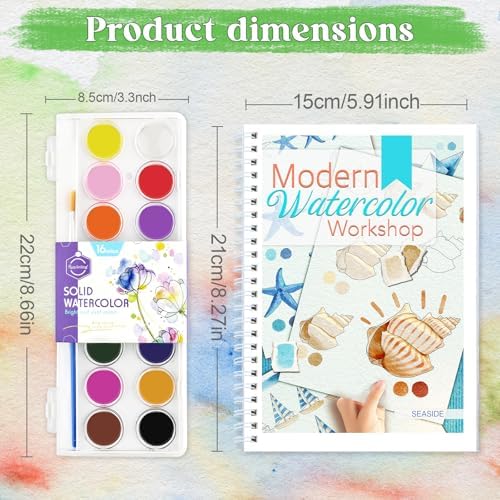 Beginners Watercolor Workbook for Adults, Step-by-Step Coloring Book Set - Image 6