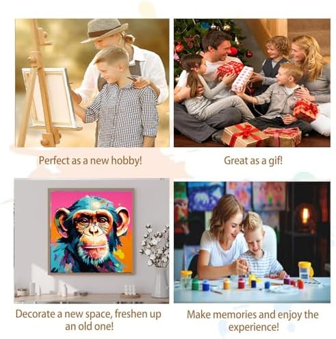 Artunion Framed Paint by Numbers Kit for Adults Beginners & Kids Ages 8-12,Colorful Monkey Paint by Number with Frame,Animals Paint by Numbers Kit on Canvas 10 * 10 Inch Without Easel - Image 7