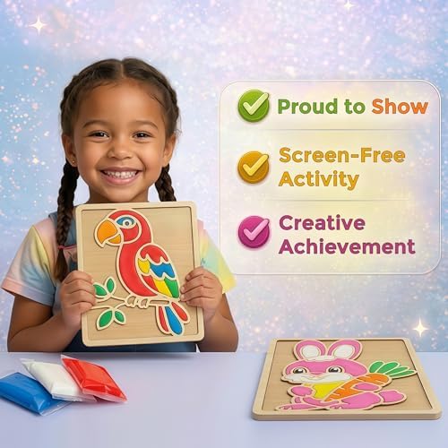Air Dry Clay for Kids - Modeling Clay for Kids DIY Arts and Crafts Kit with 16 Soft Colored Magic Clay Bags & 2 Engraved Wooden Boards - Wooden Clay Picture Kit for Boys and Girls Ages 4-8 - Image 6