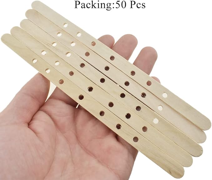 HAHIYO 50PCs 7-Hole Wood Candle Wick Holder Wooden Candle Wick Centering Device Wick Setter Candle Wick Centering Tool for DIY Candle Making Candle Making Supplies Accessories