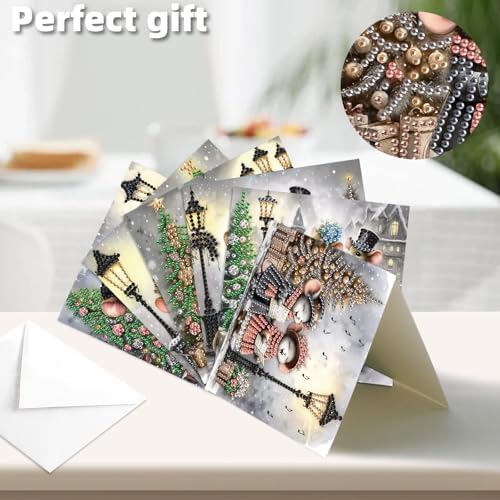 jinglinhh 6pcs Christmas Tree Mouse Couple Diamond Art Painting Greeting Cards with Envelopes, DIY Card Making Kits for Adults, Diamond Art Postcards Christmas Cards Craft Gifts - Image 7