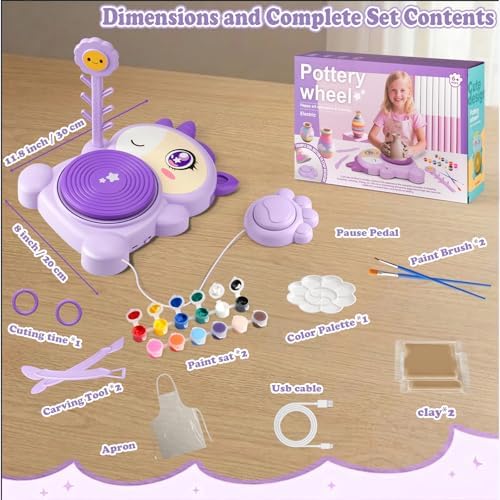 Unicorn Kids Pottery Wheel Kit with Air Dry Clay for Ages 6-14 Crafts - Image 6