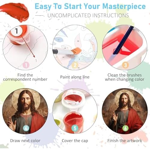 Jesus Paint by Numbers Kit for Adults Framed Canvas 12X16 in, Frameworkless - Image 7