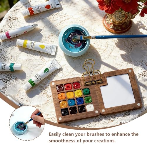 EVOCKAY Mini Watercolor Paint Set Portable Watercolor Kit for Adults Travel Watercolors Paint with Sketchbook Mixing Palette and Drawing Pad Perfect for On The Go Creativity and Art Exploration - Image 7