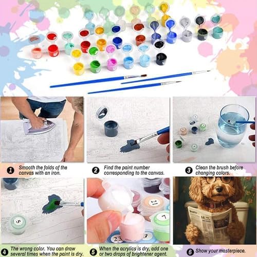 Arttoplus Dog Paint by Numbers Kit for Adults Beginner 16x20 inch - Image 6