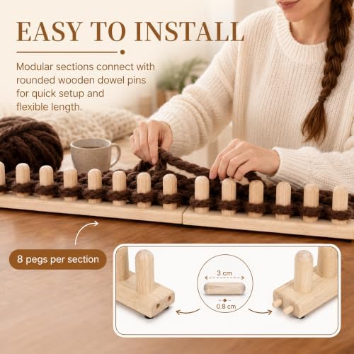 32 Inch Chunky Blanket Loom Adjustable Wooden Loom - Image 7