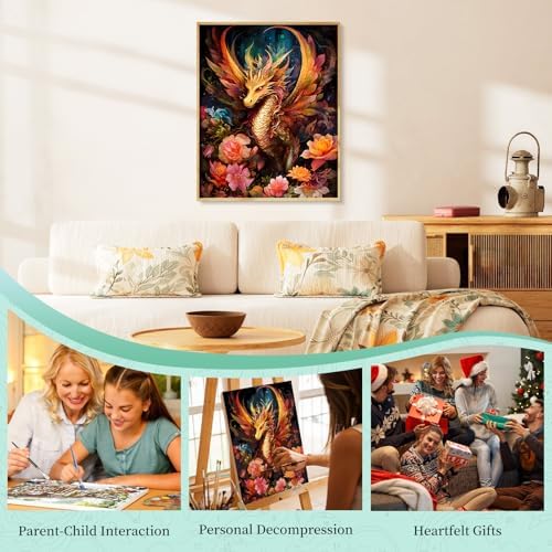 Paint by Numbers Kit for Adults, Dragon DIY Painting Kit, 16x20 Inch - Image 7