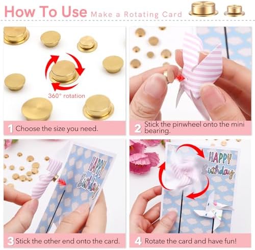 1000Pcs Mini Metal Rotating Bearings for DIY Handmade Crafts Paper Cards Scrapbooking Cards 360°Rotation Smooth Spin Mechanism Spinner Jewelry Making Nail Decoration Rotating Tools - Image 6