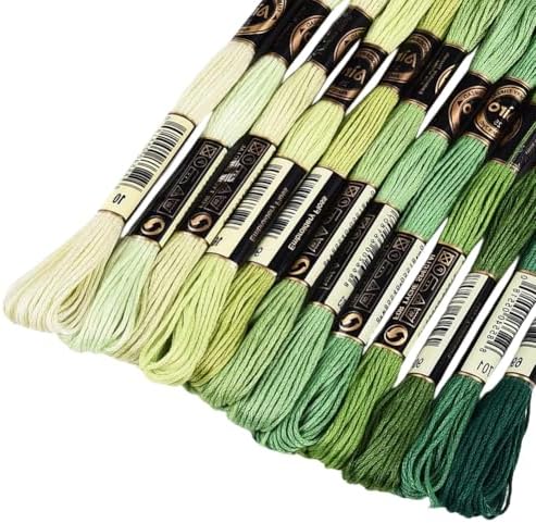 12 Skeins 105 Yards 6 Ply Green Cross Stitch Floss Embroidery Thread Friendship Bracelet String Variegated Gradient Bulk Polyester Yarn Set for Crochet Knitting Sewing Weaving DIY Crafts - Image 7
