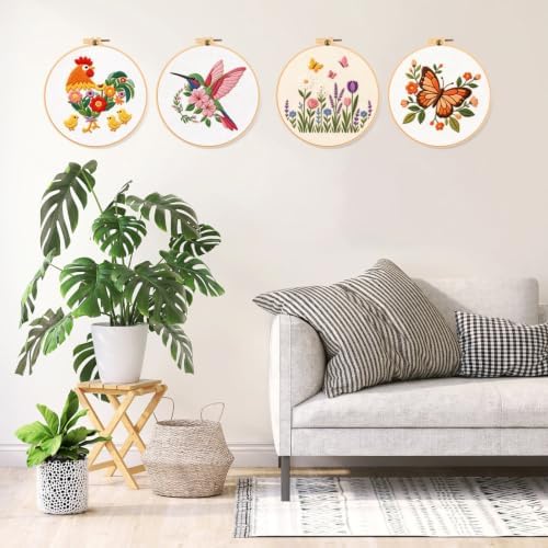 Zynlio Cardinal Embroidery Kits for Beginners with Bird Flower Pattern,Adults Starter Cross Stitch Kit DIY Needlepoint - Image 7