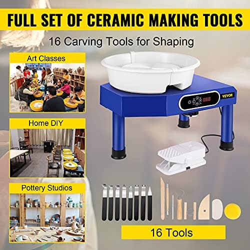 VEVOR Pottery Wheel, Pottery Forming Machine 9.8" LCD Touch Screen, 350W Ceramic Pottery Electric DIY Clay Sculpting Tools, Foot Pedal & Detachable ABS Basin for Adults and Beginners Art Craft - Image 7