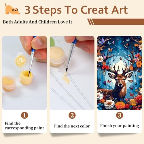 Reivworl Deer Paint by Numbers Kit for Adults Beginner 16×20 inch - Image 7