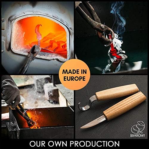 BeaverCraft S01L Wood Spoon Carving Knives Set Spoon Making Tools Kit Whittling Knife Hook Knife Left-Handed Bowl Cup Kuksa for Beginners Woodworking Professional Left Handed Wood Carving Kit - Image 7