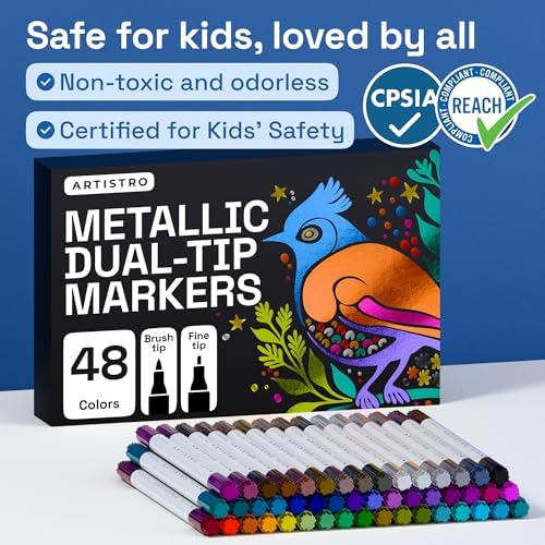 ARTISTRO Metallic Dual-Tip Acrylic Paint Marker Pens - Set of 48 - Image 7