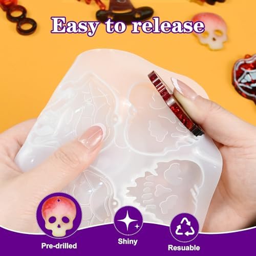 Resin Earring Mold with Hole, 3Pack Halloween Earring Casting Molds - Image 6