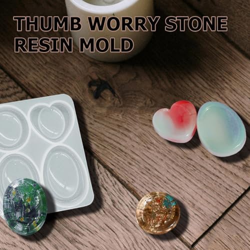4-Design Worry Stone Mold w/DriedFlowers Resin Yoga StressRelief - Image 6
